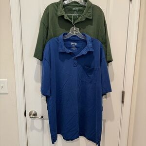 (2) DULUTH TRADING LONGTAIL T‎ XL GREEN BLUE SHORT SLEEVE POCKET POLO